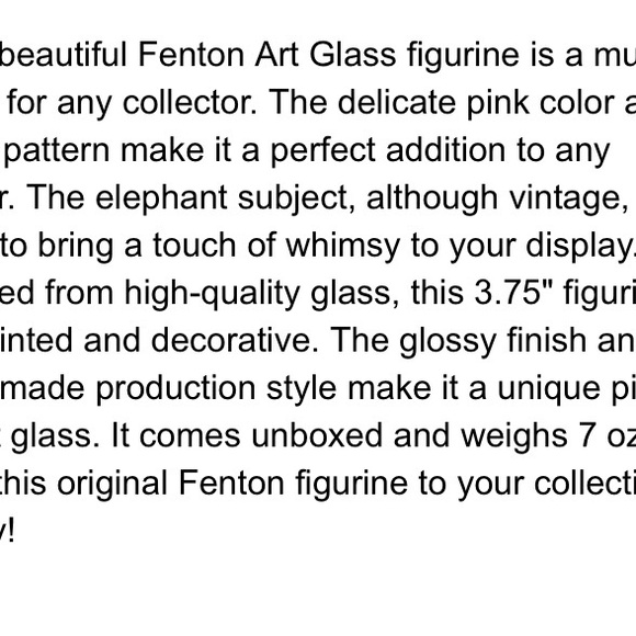 Fenton Milk Glass Hand Painted Elephant Signed K. Brightbill & Pink Opalescent - Picture 6 of 7